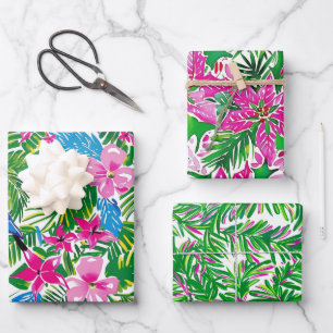 Feuille De Papier Cadeau Coloré Rose Tropical Foliage Été