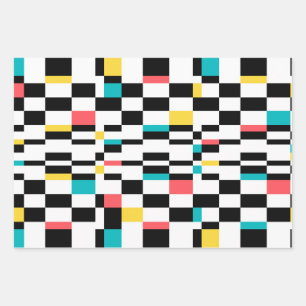 Feuille De Papier Cadeau Coloré, urbain, moderne, motif géométrique tendanc