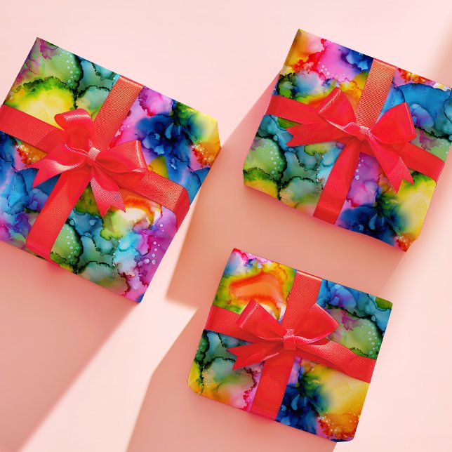 Feuille De Papier Cadeau Colorful Arc-en-ciel teint Abstrait (Créateur téléchargé)