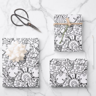 Feuille De Papier Cadeau Coloriage botanique de serpent et de fleurs