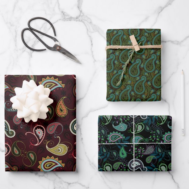 Feuille De Papier Cadeau Combinaisons élégantes Paisley | Toutes les occasi (Recto)