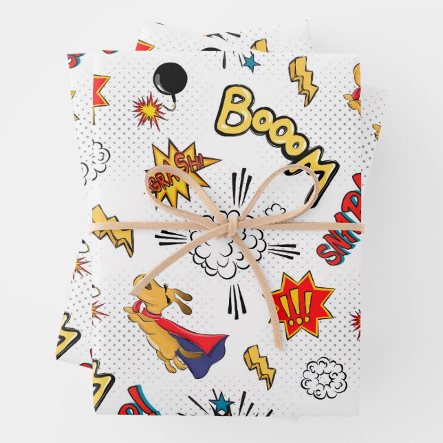 Feuille De Papier Cadeau Comic Pattern  (En situation)