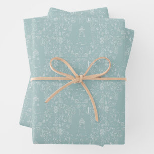 Feuille De Papier Cadeau Compas Naútque Simple Phare Côtiers Bord de Mer