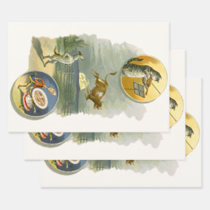 Feuille De Papier Cadeau Comptine vintage de Mère l'Oie Hey Diddle