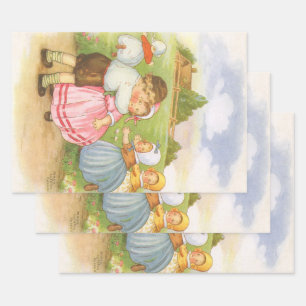 Feuille De Papier Cadeau Comptines de Mère l'Oie Georgie Porgie vintage