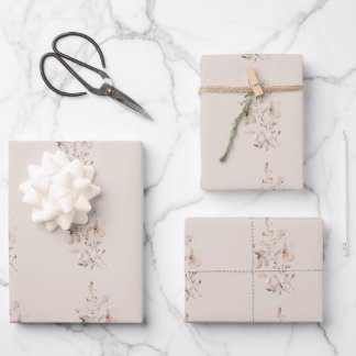 Feuille De Papier Cadeau Conception aquarelle florale douce – Rose pâle élé