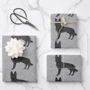 Feuille De Papier Cadeau Conception de chien de dessin animé mignon Berger