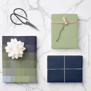 Feuille De Papier Cadeau Conception de teintes bleu-vert numérique chic