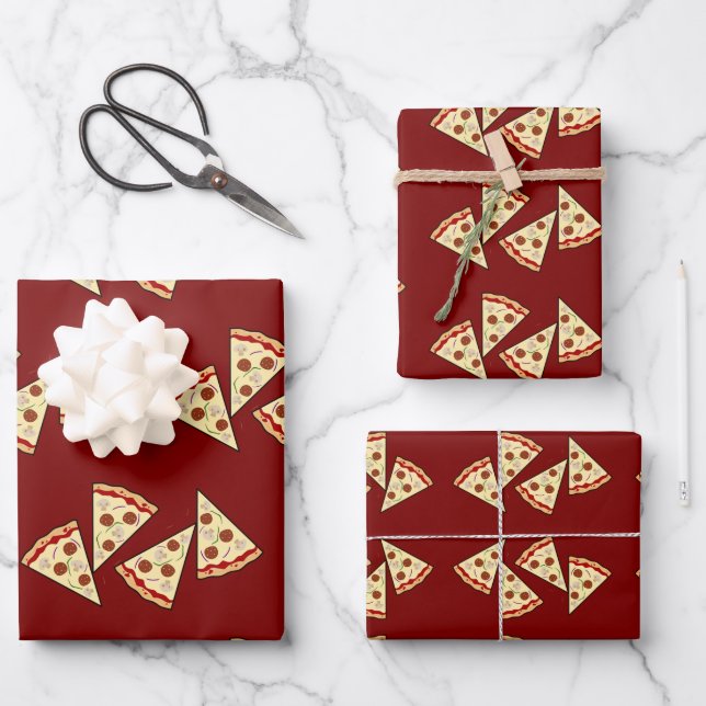 Feuille De Papier Cadeau Conception de tranches de pizza  (Recto)