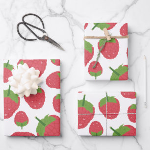 Feuille De Papier Cadeau Conception des fruits de framboise