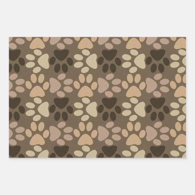 Feuille De Papier Cadeau Conception Empreinte de patte (Devant)
