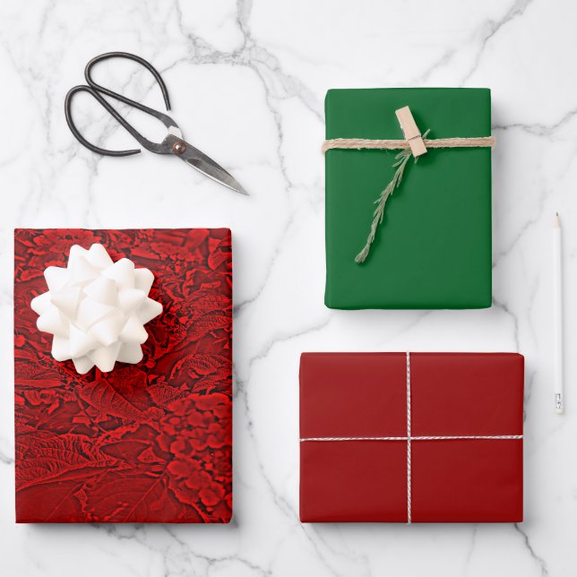 Feuille De Papier Cadeau Conception florale rouge de Lantana (Recto)