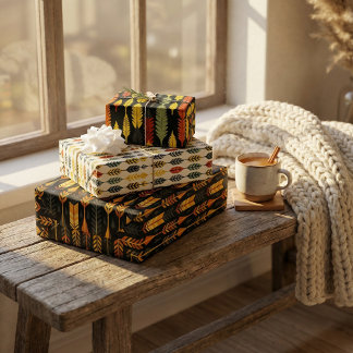 Feuille De Papier Cadeau Conception géométrique du Motif de la moisson auto