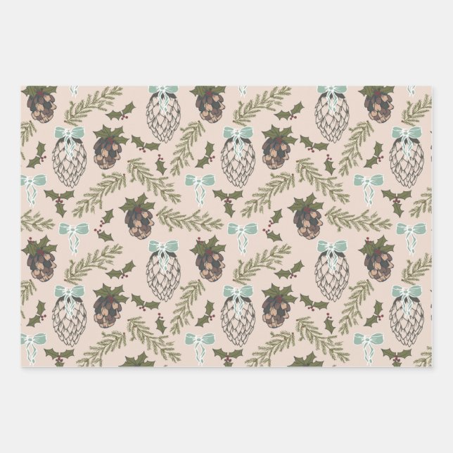 Feuille De Papier Cadeau Cone de Noël (Devant)