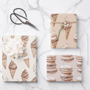 Feuille De Papier Cadeau Cônes de glace au moka au chocolat Anniversaire