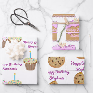 Feuille De Papier Cadeau Confections d'anniversaire