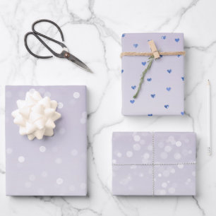 Feuille De Papier Cadeau Confetti de Bokeh blanc violet de lavande