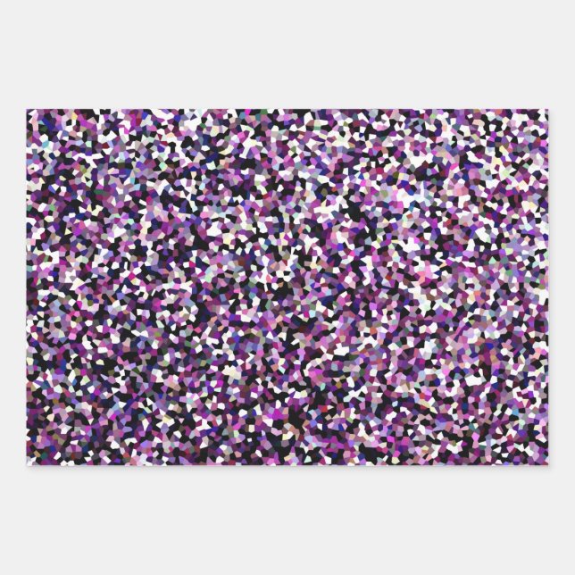 Feuille De Papier Cadeau confetti noir et blanc pourpre  (Devant 3)