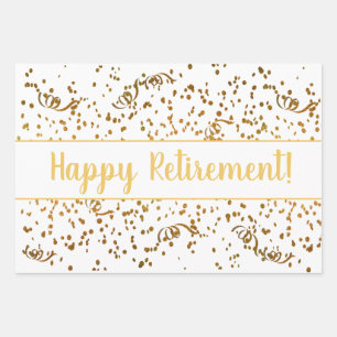 Feuille De Papier Cadeau Confetti Streamers couleur retraite Gold Custom
