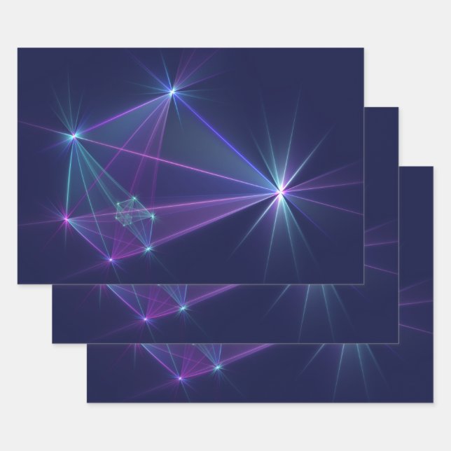 Feuille De Papier Cadeau Constellation, Art Fractal Abstrait Imaginaire (Lot)