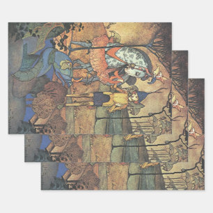 Feuille De Papier Cadeau Conte de fées vintage, un chevalier courageux et d