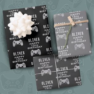 Feuille De Papier Cadeau Contrôleur de jeu vidéo de fête d'anniversaire de 