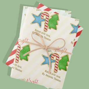 Feuille De Papier Cadeau Cookie de Noël joli couleur Whimsical Coutouts