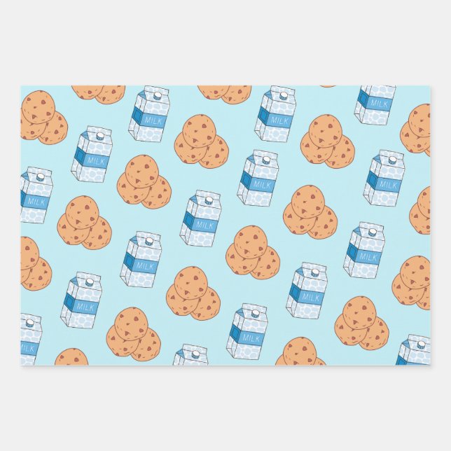 Feuille De Papier Cadeau Cookies dans le Motif bleu laiton blanc rose (Devant)