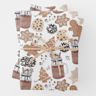 Feuille De Papier Cadeau Cookies de Noël et Période de Fêtes de Chocolat Ch