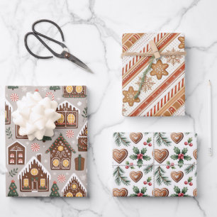 Feuille De Papier Cadeau Cookies de pain d'épice de Noël 