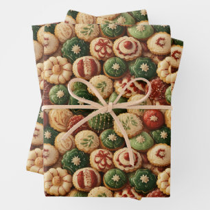 Feuille De Papier Cadeau Cookies décorés pour Noël