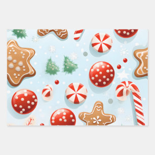 Feuille De Papier Cadeau Cookies et bonbons de Noël festifs