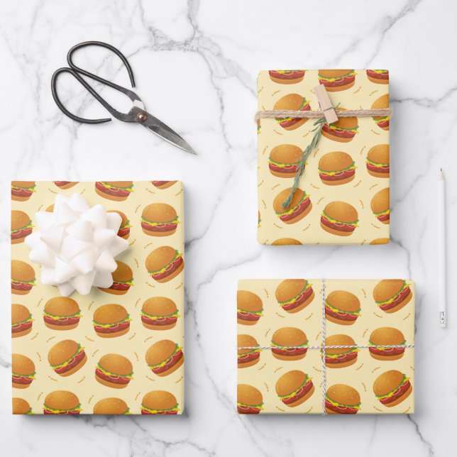 Feuille De Papier Cadeau cool carrelé restauration rapide hamburger carrelé (Recto)
