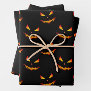 Feuille De Papier Cadeau Cool effrayant Jack O'Lantern visage motif d'Hallo