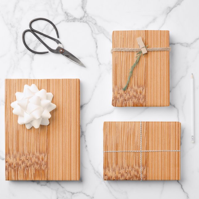 Feuille De Papier Cadeau Cool élégant imprimé en bambou marron clair (Recto)