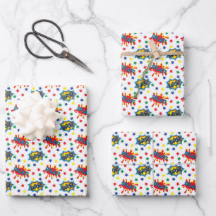 Feuille De Papier Cadeau cool enfants super héros carrelé motif