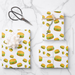 Feuille De Papier Cadeau Cool et amusant yummy burger motif blanc