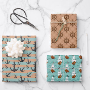 Feuille De Papier Cadeau cool garçons pirate carrelé motif