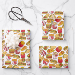 Feuille De Papier Cadeau cool mixte restauration rapide carrelé motif