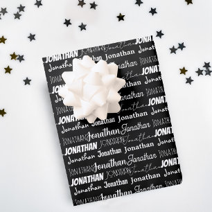 Feuille De Papier Cadeau Cool noir blanc anniversaire Personnalisé