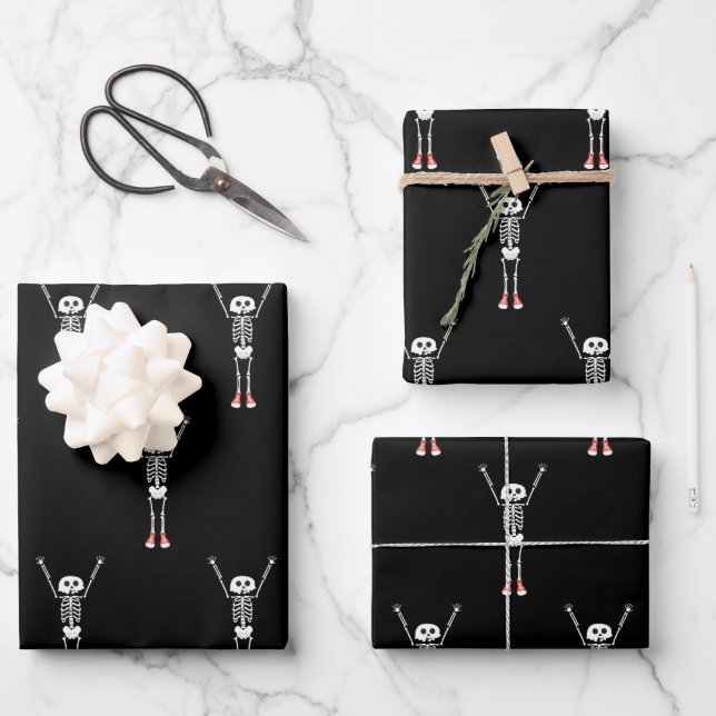 Feuille De Papier Cadeau Cool Skeleton Halloween Design (Recto)