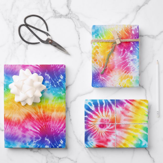 Feuille De Papier Cadeau Cool Tie Dye (Recto)