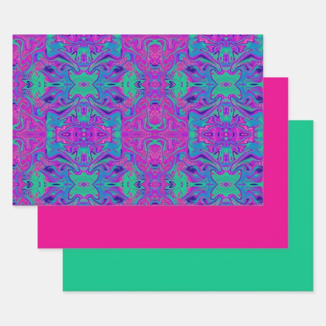 Feuille De Papier Cadeau Cool Turquoise Parties scintillant rose fille Anni (Lot)