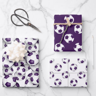 Feuille De Papier Cadeau coordination sport ensemble violet blanc balle de 