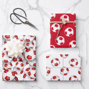 Feuille De Papier Cadeau coordination sportive à motif fixe rouge balle de 