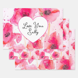 Feuille De Papier Cadeau Coquelicot Coquelicots Fleur Floral Aquarelle Femm