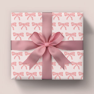 Feuille De Papier Cadeau Coquette arcs rayés rose et rouge