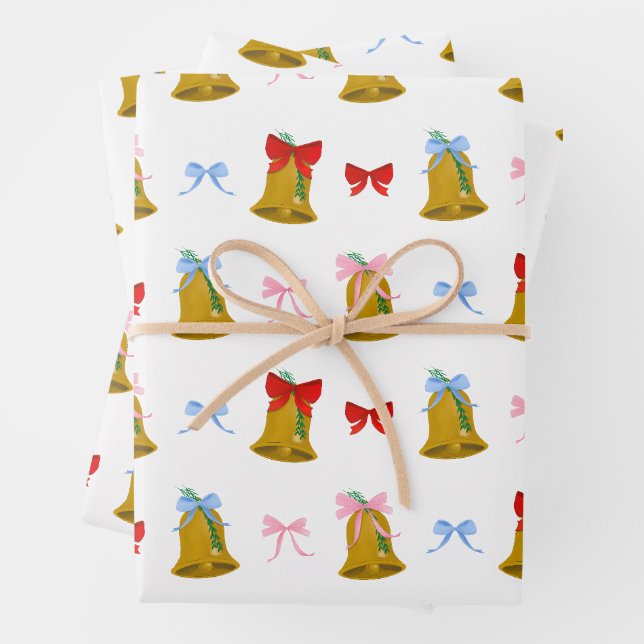 Feuille De Papier Cadeau Coquette Noël cloches et vaches Classique (En situation)