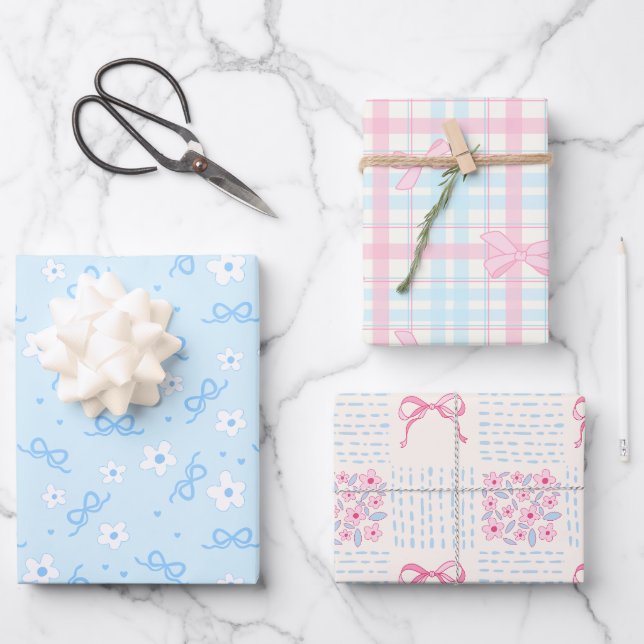 Feuille De Papier Cadeau Coquette Pastel Blue Cute Wrapping Paper (Recto)