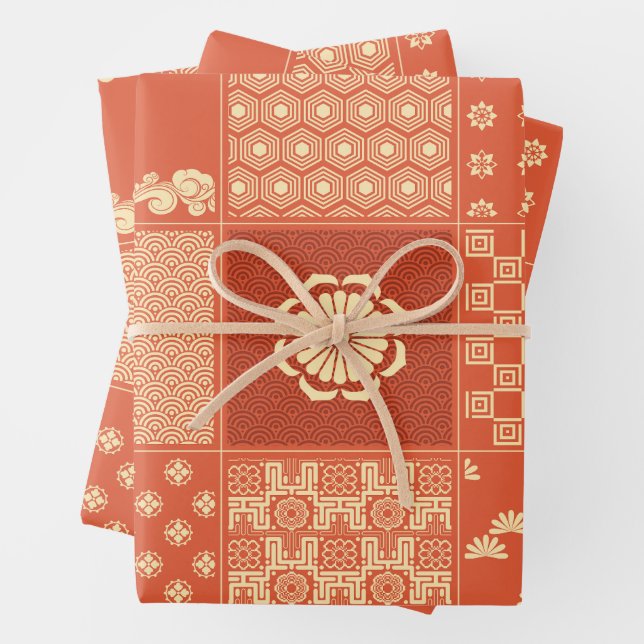 Feuille De Papier Cadeau Corail japonais à maxi (En situation)